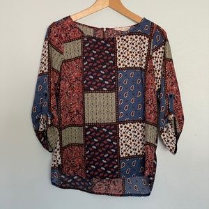 Pink Rose Patterned Blouse